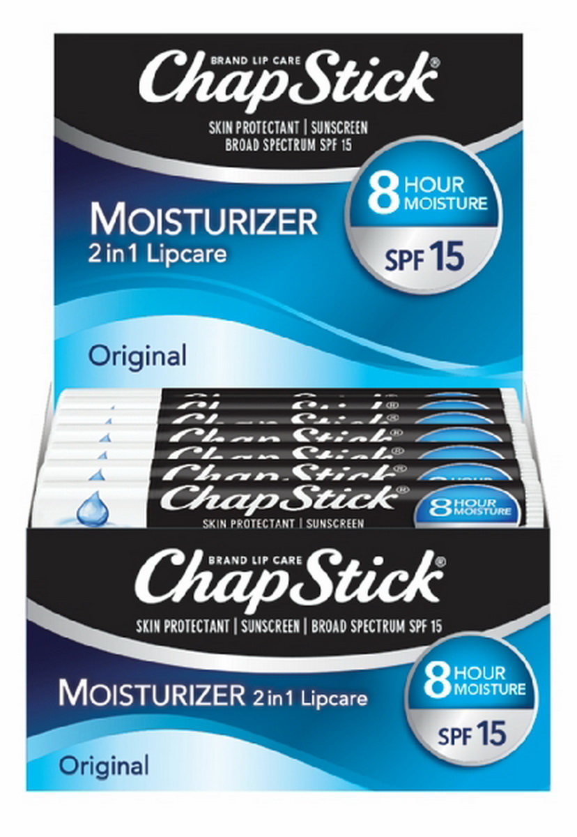 Chapstick进口代理批发 Chapstick 唇部保湿剂唇部保湿补充装 12 支，0.15 盎司，每盒 12 件，每箱 12 件