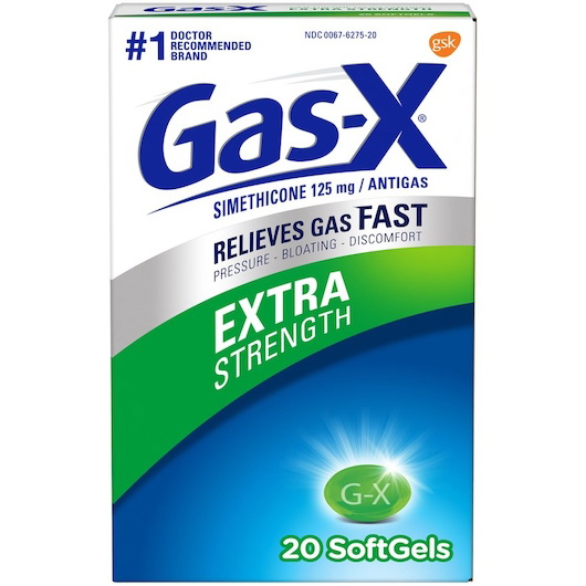 Gas-X进口代理批发 Gas-X 软凝胶 125 毫克，每种 20 粒，每箱 4 粒