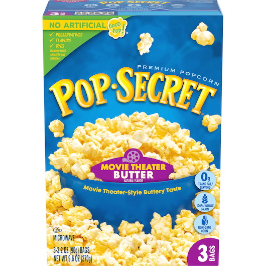 Pop Secret进口代理批发 Pop Secret 电影院黄油爆米花，9.6 盎司，每箱 6 颗