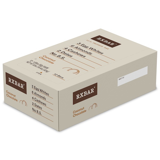 酷牌库|商品详情-Rxbar进口代理批发 Rxbar 椰子巧克力蛋白棒，52 克，每箱 6 块