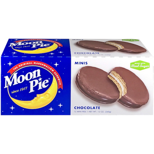 Moonpie进口代理批发 Moonpie 巧克力迷你单层馅饼，12 盎司，每箱 8 个