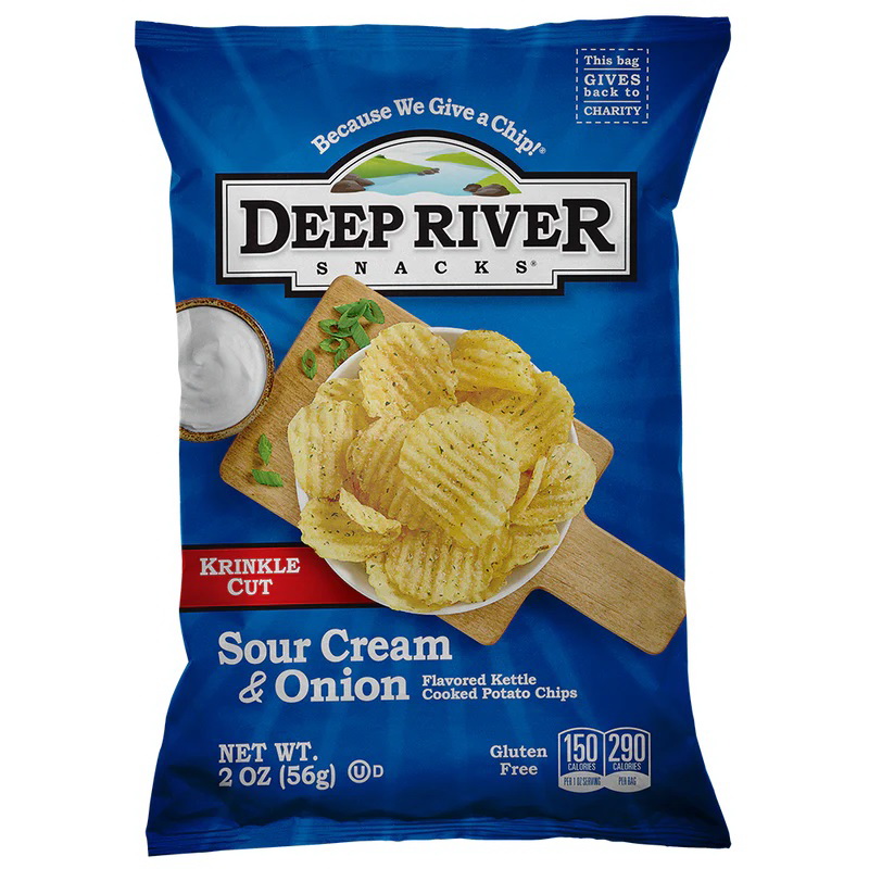 Deep River Snacks进口代理批发 Deep River Snacks 酸奶油和洋葱皱纹切水壶薯片 24 - 2 盎司