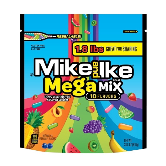 Mike & Ike进口代理批发 Mike & Ike Mega Mix 立式袋，28.8 盎司，每箱 6 个