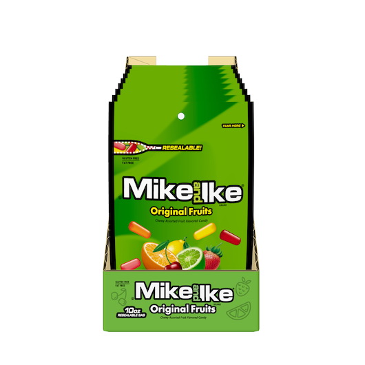 Mike & Ike进口代理批发 Mike & Ike 原创水果立式袋，10 盎司，每箱 8 个