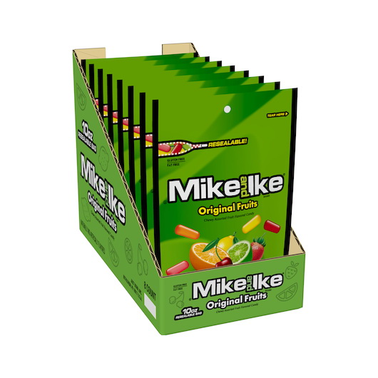 酷牌库|商品详情-Mike & Ike进口代理批发 Mike & Ike 原创水果立式袋，10 盎司，每箱 8 个