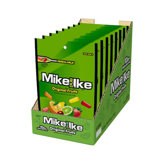 酷牌库|商品详情-Mike & Ike进口代理批发 Mike & Ike 原创水果立式袋，10 盎司，每箱 8 个