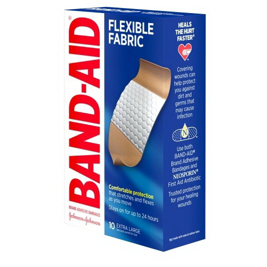 酷牌库|商品详情-Band-Aid进口代理批发 Band Aid 弹性织物XL 装，10 片，每箱 8 片