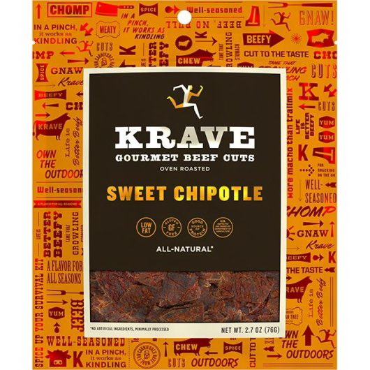 Amplify进口代理批发 Krave Gourmet 甜辣椒牛肉片，2.7 盎司，每箱 8 块