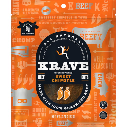 酷牌库|商品详情-Amplify进口代理批发 Krave Gourmet 甜辣椒牛肉片，2.7 盎司，每箱 8 块