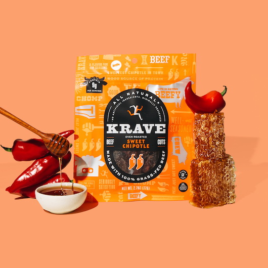 酷牌库|商品详情-Amplify进口代理批发 Krave Gourmet 甜辣椒牛肉片，2.7 盎司，每箱 8 块