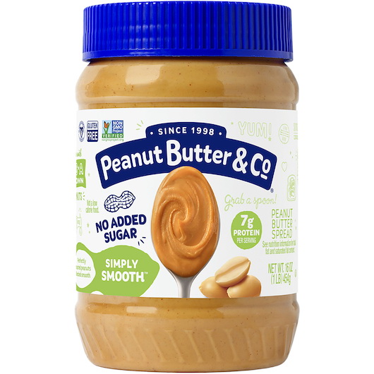 Peanut Butter & Co进口代理批发 Peanut Butter & Co 全天然简单顺滑花生酱涂抹酱，16 盎司，每箱 6 件