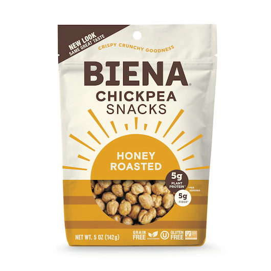 Biena Snacks进口代理批发 Biena Snacks 蜂蜜烤鹰嘴豆，5 盎司，每箱 8 个