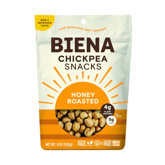 酷牌库|商品详情-Biena Snacks进口代理批发 Biena Snacks 蜂蜜烤鹰嘴豆，5 盎司，每箱 8 个