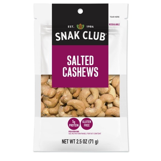 Snak Club进口代理批发 Snak Club Century Snacks 咸腰果，2.5 盎司，每箱 6 个