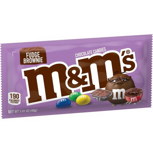 M&M'S Fudge Brownie Singles Size Chocolate Candy, 1.41 oz. 24-Count Box