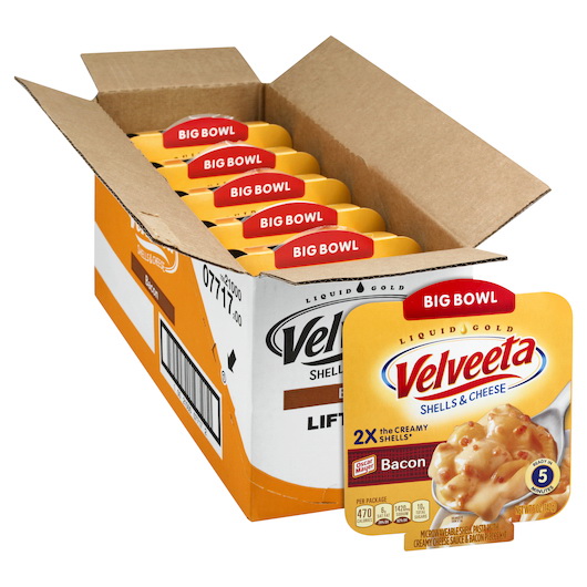 酷牌库|商品详情-Velveeta进口代理批发 Velveeta 方便餐培根通心粉和奶酪碗，5 盎司，每箱 6 个