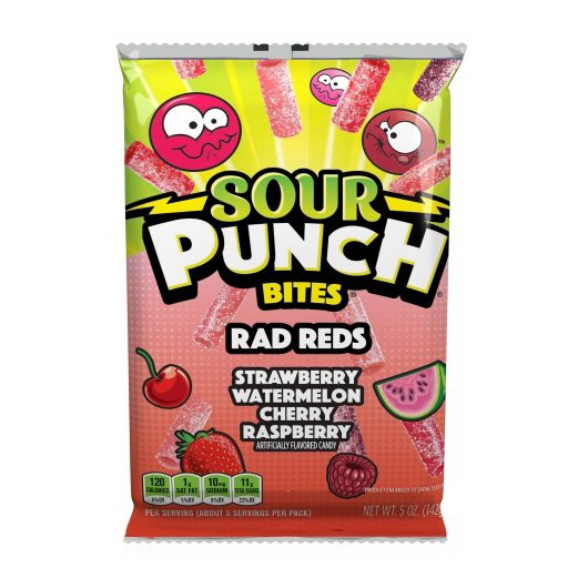 酷牌库|商品详情-Sour Punch进口代理批发 Sour Punch Bites Rad Reds，5 盎司，每箱 12 粒