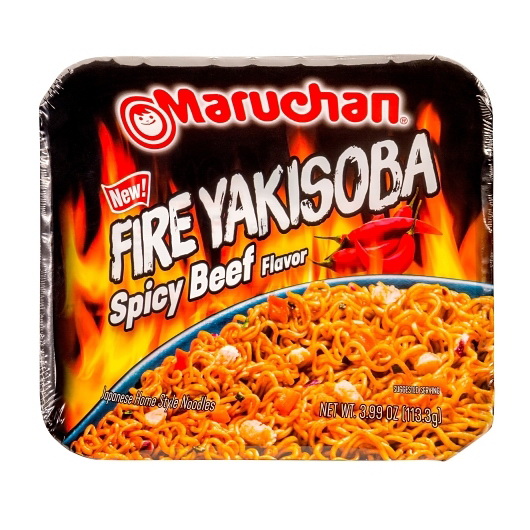 Maruchan Ramen进口代理批发 Maruchan 拉面炒面 火焰牛肉，3.99 盎司，每箱 8 个