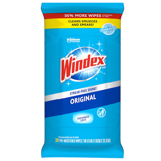 Windex进口代理批发 Windex Windex 原装玻璃清洁湿巾，38 片，每箱 12 片