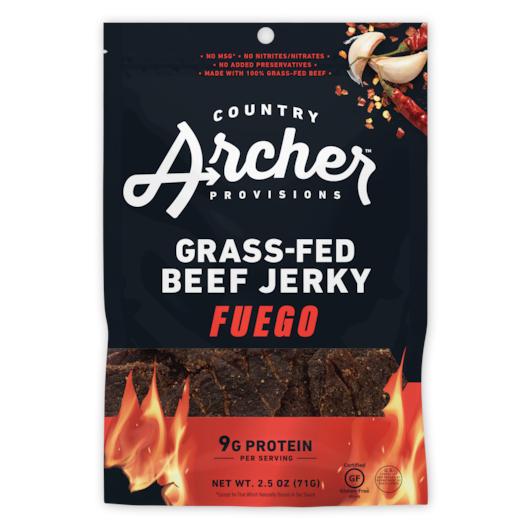 Country Archer Jerky进口代理批发 Country Archer Jerky Co 碎红辣椒牛肉干 Fuegfueg，2.5 盎司，每箱 12 块