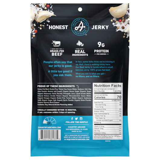 酷牌库|商品详情-Country Archer Jerky进口代理批发 Country Archer Jerky Co 原味牛肉干，2.5 盎司，每箱 12 块