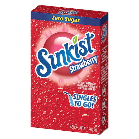 Sunkist进口代理批发 新奇士草莓饮料混合单份外带，6 件，每箱 12 件