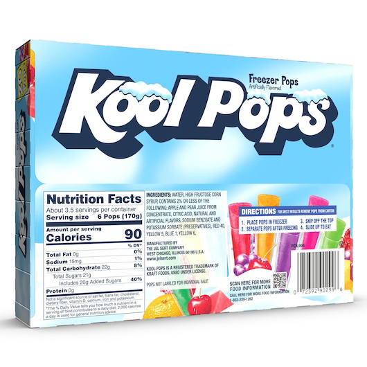 酷牌库|商品详情-Kool Pops进口代理批发 Kool Pops 什锦冰柜棒棒糖 - 西瓜、热带、浆果、樱桃、橙子、葡萄、草莓和柠檬酸橙，20 片，每箱 16 片