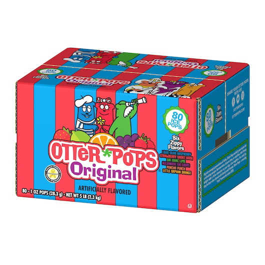 Otter Pops进口代理批发 Otter Pops 覆盆子、草莓、酸橙、葡萄、潘趣酒和橙子冰棒，1 盎司，每箱 80 支