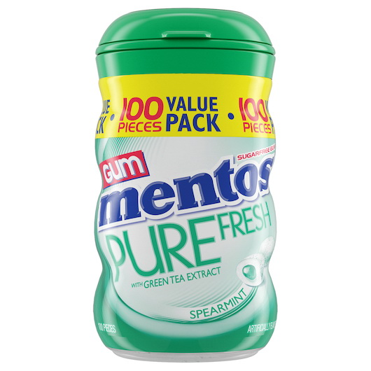 Mentos Gum进口代理批发 曼妥思口香糖特大号留兰香，100 片，每箱 6 片