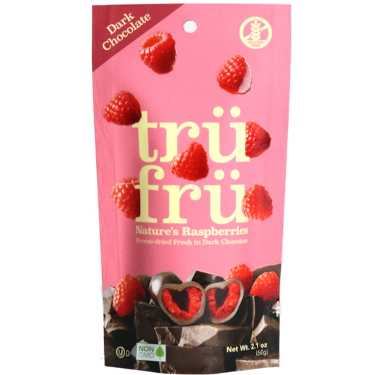 Tru Fru Grab & Share进口代理批发 Tru Fru Hyper-Dried Grab & Go 黑巧克力中的超干真正覆盆子，2.1 盎司，每箱 12 个