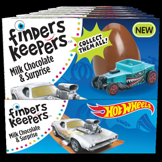 Finders Keepers进口代理批发 Finders Keepers Hot Wheels 牛奶巧克力糖，0.7 盎司，每箱 6 颗