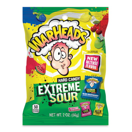 Warheads进口代理批发 Warheads Xtreme 酸味硬糖钉袋，2 盎司，每箱 12 个