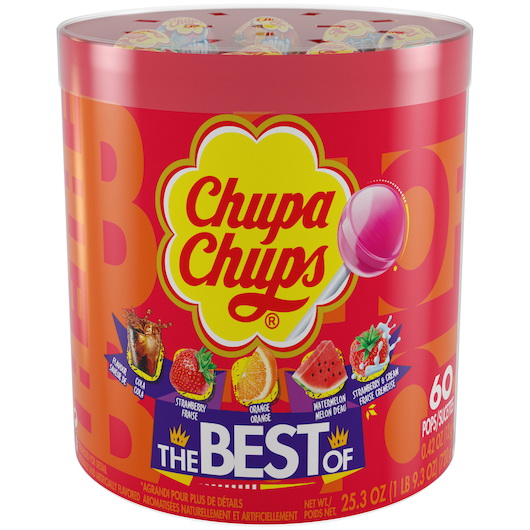 Chupa Chups进口代理批发 Chupa Chups Best Of 棒棒糖鼓装，0.42 盎司，每箱 8 个