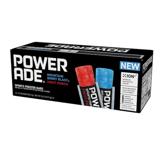 酷牌库|商品详情-Powerade进口代理批发 Powerade 运动冷冻棒，5.5 盎司，每箱 45 块