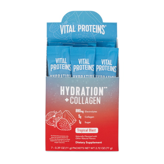 酷牌库|商品详情-Vital Proteins进口代理批发 Vital Proteins 水合胶原蛋白热带爆炸棒包，0.39 盎司，每箱 6 件