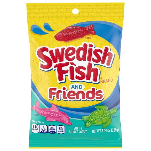 Swedish Fish进口代理批发 瑞典 Fish & Friends 浆果，8.04 盎司，每箱 12 颗