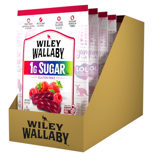 酷牌库|商品详情-Wiley Wallaby进口代理批发 Wiley Wallaby 低糖浆果甘草，5.5 盎司，每箱 8 粒