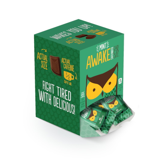 Awake Chocolate进口代理批发 Awake Chocolate Bites Changemaker 黑巧克力薄荷，0.48 盎司，每盒 50 颗，每箱 6 颗