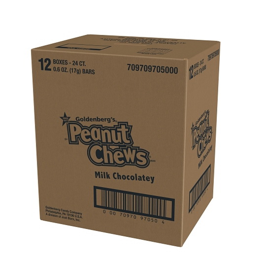 酷牌库|商品详情-Peanut Chews进口代理批发 花生咀嚼牛奶巧克力预定价立式展示，0.6 盎司，每箱 12 个