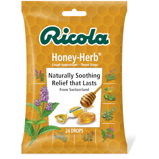 Ricola进口代理批发 Ricola 蜂蜜香草止咳袋，24 片，每盒 8 个，每箱 6 个