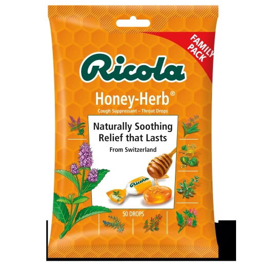 Ricola进口代理批发 Ricola 蜂蜜香草止咳袋，45 片，每盒 6 个，每箱 6 个