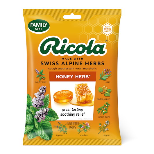 酷牌库|商品详情-Ricola进口代理批发 Ricola 蜂蜜香草止咳袋，45 片，每盒 6 个，每箱 6 个