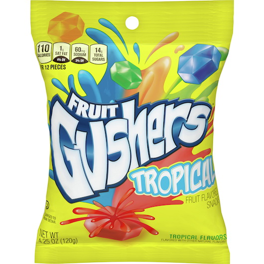 Gushers进口代理批发 Gushers 无麸质热带水果味零食，34 盎司，每箱 6 件