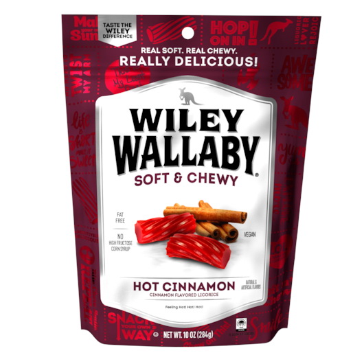 Wiley Wallaby进口代理批发 Wiley Wallaby 热肉桂甘草盒装，10 盎司，每盒 10 颗