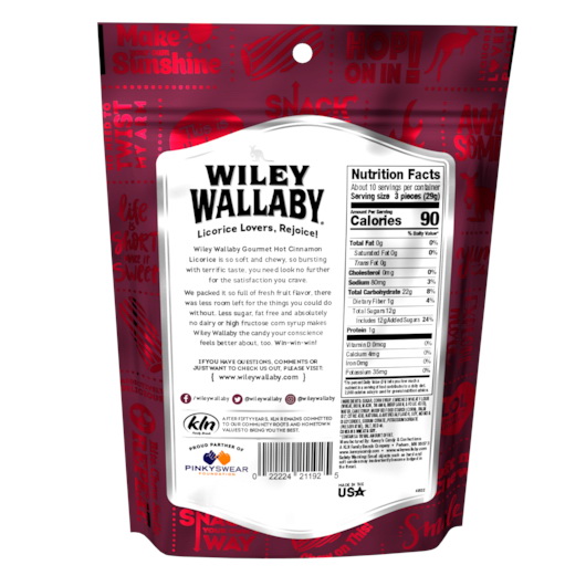 酷牌库|商品详情-Wiley Wallaby进口代理批发 Wiley Wallaby 热肉桂甘草盒装，10 盎司，每盒 10 颗