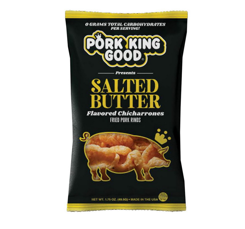 Pork King Good进口代理批发 猪王好咸黄油味猪皮 12/1.75oz, 536405