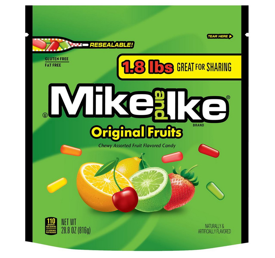 Just Born进口代理批发 Just Born Mike & Ike 原创水果立式袋 6/1.8 磅，716129