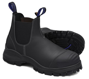 Blundstones进口代理批发 Blundstones 990-075 黑色 8.5 码弹性侧滑钢头靴带 TPU 凹凸帽