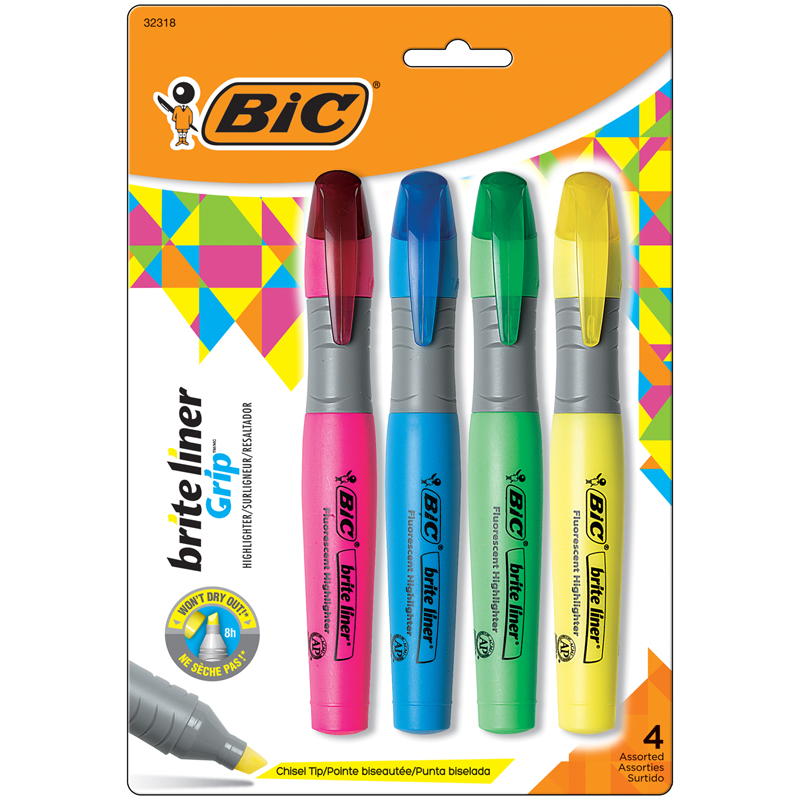 Bic USA进口代理批发 Bic 美国 BICBLMGP41ASST Brite Liner 罐式 4 件装梳理