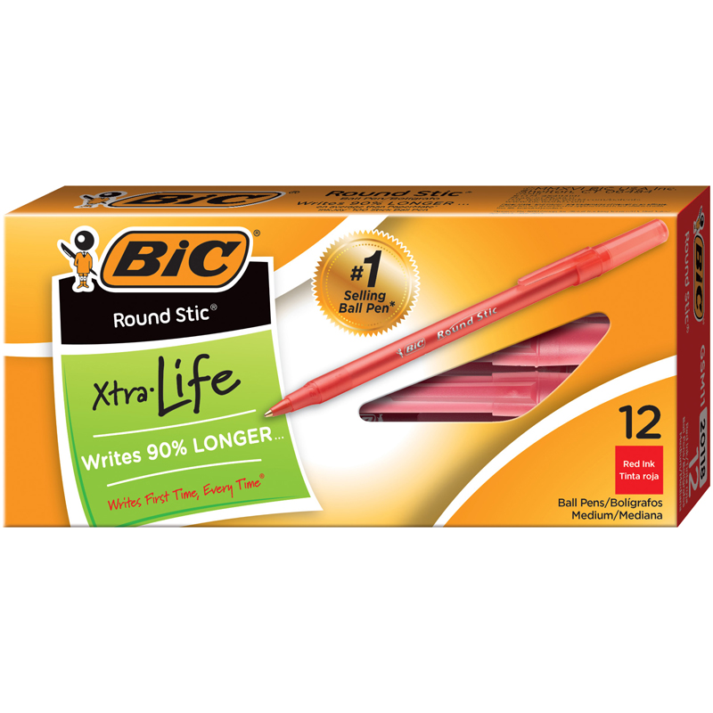 Bic USA进口代理批发 Bic USA BICGSM11RD Bic Stick 钢笔中号红色 12/支